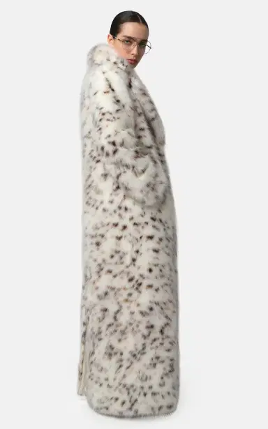 Apparis Gabrielle Snow Leopard Faux Fur Spotted Maxi Coat | Thumbnail 4