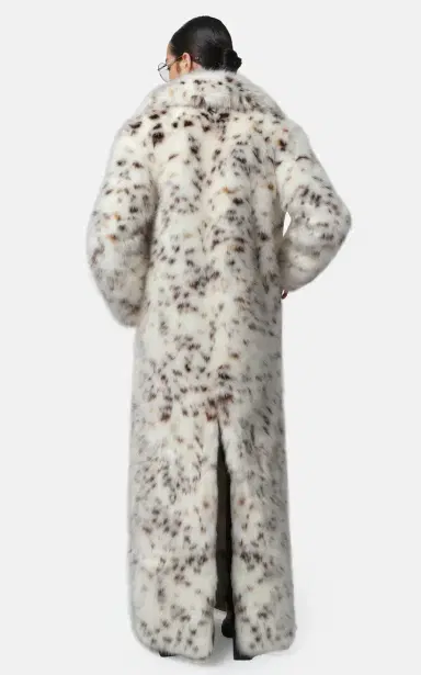 Apparis Gabrielle Snow Leopard Faux Fur Spotted Maxi Coat | Thumbnail 5