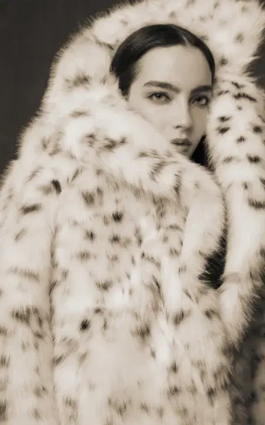 Apparis Gabrielle Snow Leopard Faux Fur Spotted Maxi Coat | Thumbnail 7
