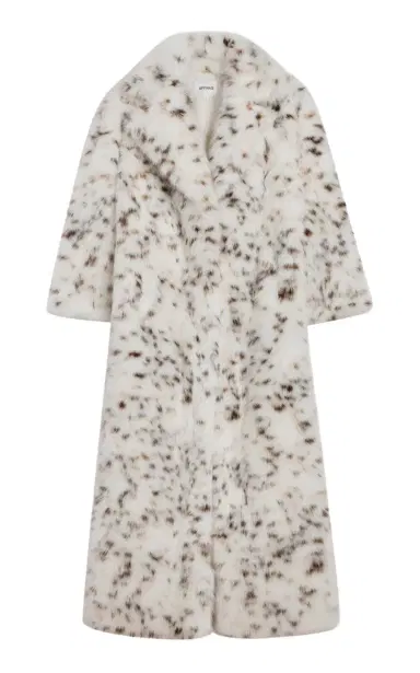 Apparis Gabrielle Snow Leopard Faux Fur Spotted Maxi Coat | Thumbnail 1