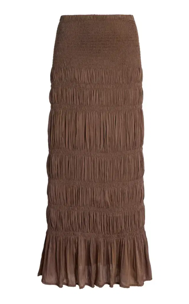 Ilona Smocked Satin Maxi Skirt