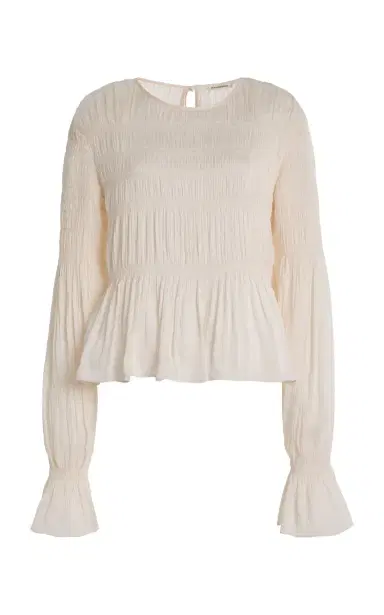 By Malene Birger Ovas Smocked Satin Top | Thumbnail 1