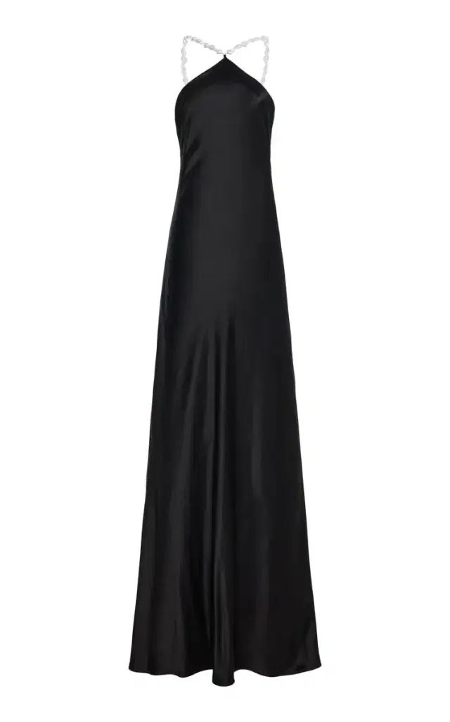 Cadence Beaded Satin Maxi Slip Dress