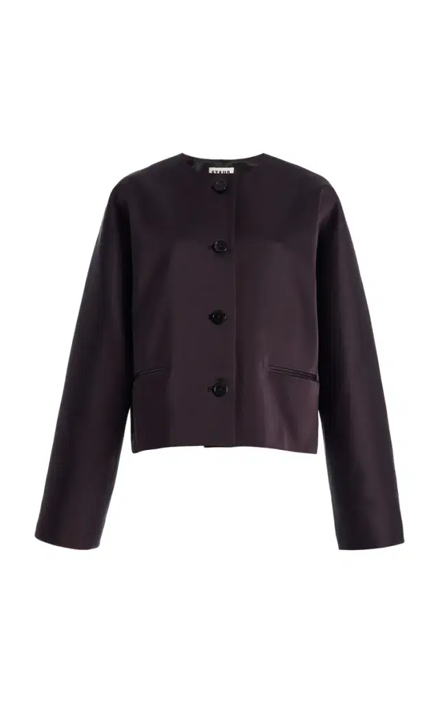 STAUD Liz Cropped Satin Coat