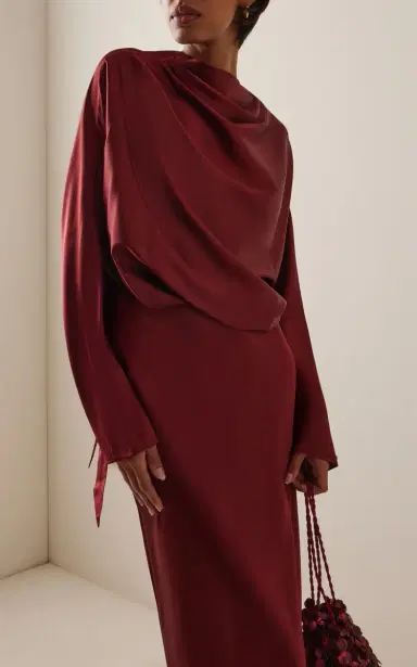 STAUD Phoebe Draped Silk Maxi Dress | Thumbnail 3 STAUD Phoebe Draped Silk Maxi Dress | Thumbnail 3