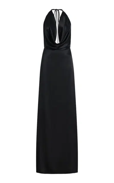 ÉTERNE Carla Stretch-Silk Satin Maxi Halter Dress | Thumbnail 1