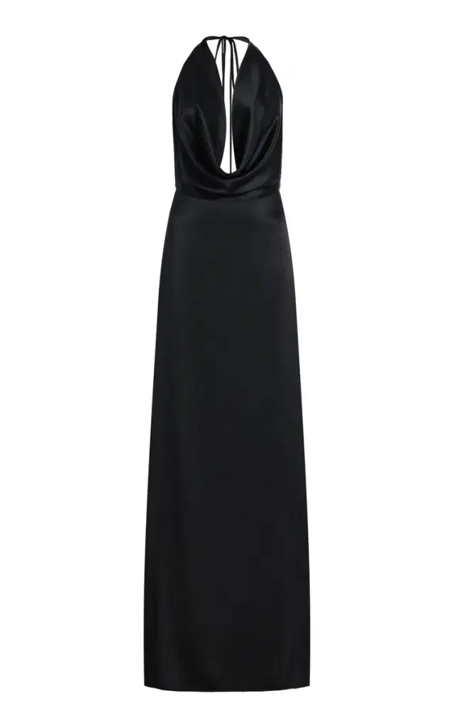 Carla Stretch-Silk Satin Maxi Halter Dress