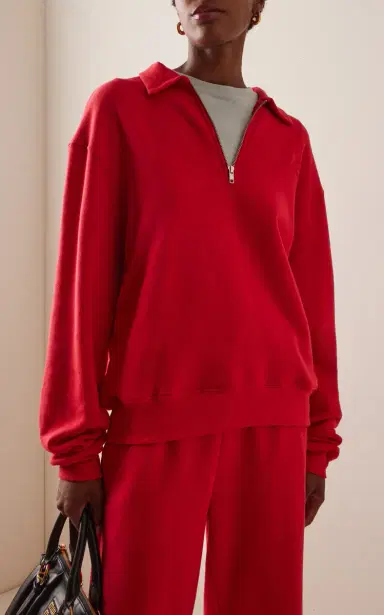 ÉTERNE Half-Zip Cotton-Modal Sweatshirt | Thumbnail 2 ÉTERNE Half-Zip Cotton-Modal Sweatshirt | Thumbnail 2