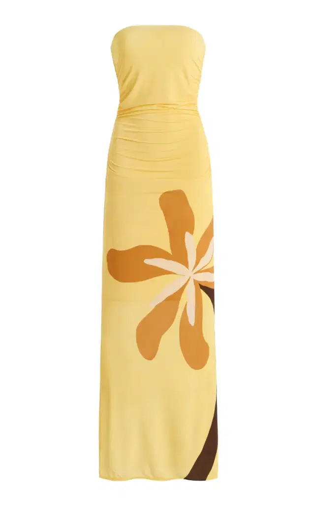 Cala de la Cruz Exclusive Daphne Strapless Printed Jersey Maxi Dress