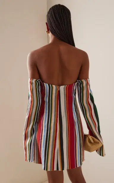 Cala de la Cruz Exclusive Camille Off-The-Shoulder Striped Linen Mini Dress | Thumbnail 5