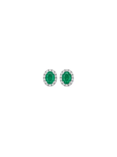 Wish Fine Jewelry 1.01ct Diamond Emerald 18K Gold Halo Stud Earrings | Thumbnail 1 Wish Fine Jewelry 1.01ct Diamond Emerald 18K Gold Halo Stud Earrings | Thumbnail 1