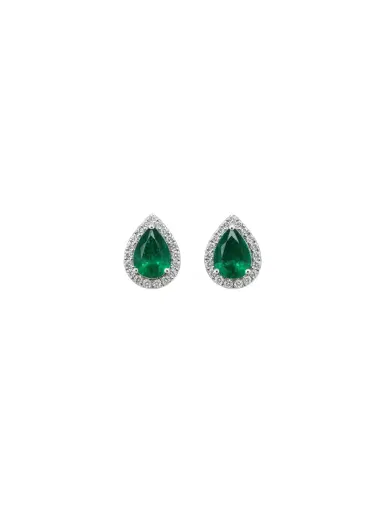 Wish Fine Jewelry 1.70ct Emerald Diamond 18K Gold Pear Earrings | Thumbnail 1 Wish Fine Jewelry 1.70ct Emerald Diamond 18K Gold Pear Earrings | Thumbnail 1