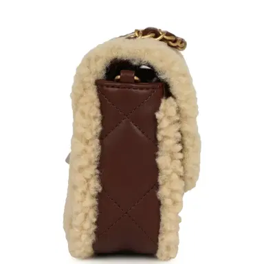 Chanel Chanel Mini Shearling Flap Bag Brown Lambskin Brushed Gold Hardware | Thumbnail 3