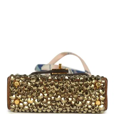 HERMÈS Custom Brown Swarovski Crystal Hermes Mini Kelly Twilly Bag Charm Alezan Tadelakt Gold Hardware | Thumbnail 6