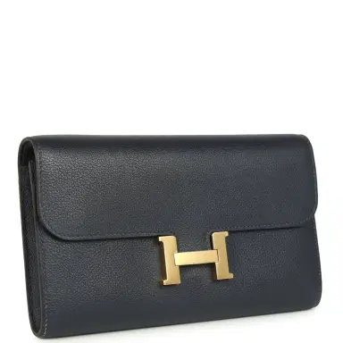 HERMÈS Hermes Constance Wallet To Go Bleu Nuit Evercolor Gold Hardware | Thumbnail 2