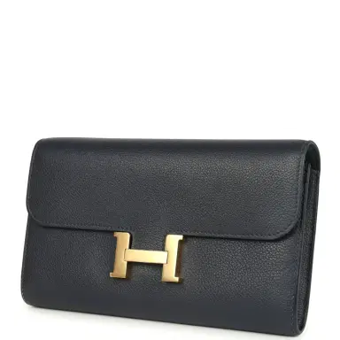HERMÈS Hermes Constance Wallet To Go Bleu Nuit Evercolor Gold Hardware | Thumbnail 5