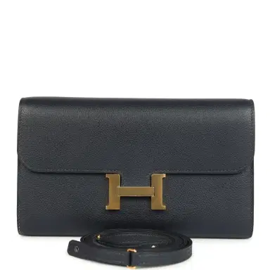HERMÈS Hermes Constance Wallet To Go Bleu Nuit Evercolor Gold Hardware | Thumbnail 1