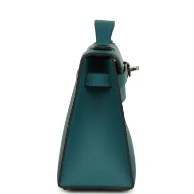 HERMÈS Hermes Kelly Pochette Vert Bosphore Swift Palladium Hardware | Thumbnail 3 HERMÈS Hermes Kelly Pochette Vert Bosphore Swift Palladium Hardware | Thumbnail 3