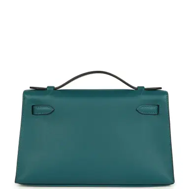 HERMÈS Hermes Kelly Pochette Vert Bosphore Swift Palladium Hardware | Thumbnail 4 HERMÈS Hermes Kelly Pochette Vert Bosphore Swift Palladium Hardware | Thumbnail 4