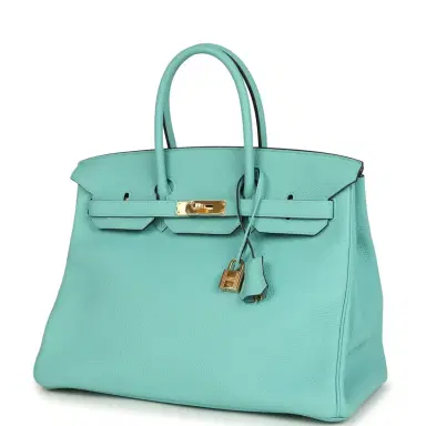 HERMÈS Pre-owned Hermes Birkin 35 Bleu Atoll Togo Gold Hardware | Thumbnail 5 HERMÈS Pre-owned Hermes Birkin 35 Bleu Atoll Togo Gold Hardware | Thumbnail 5