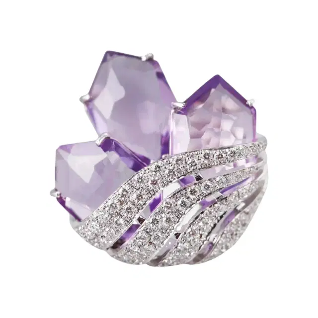 Tavanti 18K White Gold Diamond & Amethyst Ring Sz. 7 by The Solist
