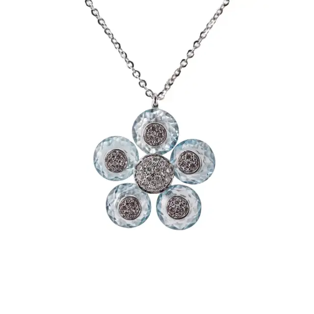Tavanti Tavanti 18K White Gold Diamond & Blue Topaz Pendant Necklace by The Solist