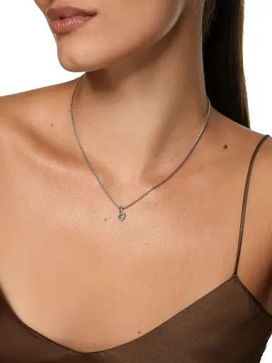 David Yurman Women's Petite Compass Heart Amulet in Sterling Silver with Diamond, 7.4MM - Silver | Thumbnail 2 David Yurman Women's Petite Compass Heart Amulet in Sterling Silver with Diamond, 7.4MM - Silver | Thumbnail 2