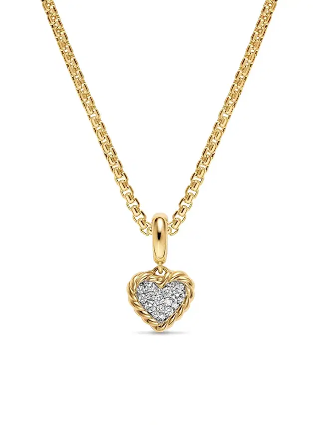 Women's Petite Elements Heart Plate Pendant in 18K Yellow Gold with Diamonds 8.2MM - Diamond