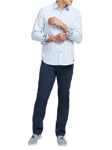 Robert Graham Men's Bramston Printed Long-Sleeve Button-Front Shirt - White - Size XXL | Thumbnail 2