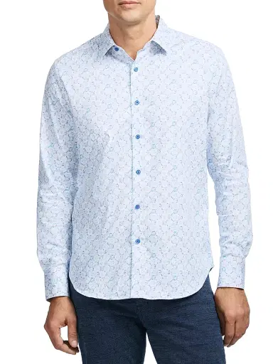 Robert Graham Men's Bramston Printed Long-Sleeve Button-Front Shirt - White - Size XXL | Thumbnail 3