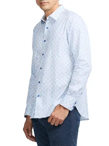 Robert Graham Men's Bramston Printed Long-Sleeve Button-Front Shirt - White - Size XXL | Thumbnail 4