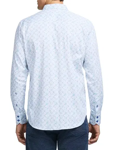 Robert Graham Men's Bramston Printed Long-Sleeve Button-Front Shirt - White - Size XXL | Thumbnail 5