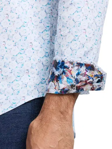 Robert Graham Men's Bramston Printed Long-Sleeve Button-Front Shirt - White - Size XXL | Thumbnail 6