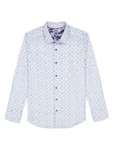 Robert Graham Men's Bramston Printed Long-Sleeve Button-Front Shirt - White - Size XXL | Thumbnail 1