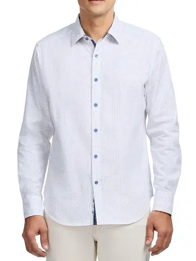 Robert Graham Men's Camden Grid Woven Shirt - White - Size XXL | Thumbnail 3