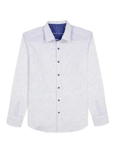 Robert Graham Men's Camden Grid Woven Shirt - White - Size XXL | Thumbnail 1