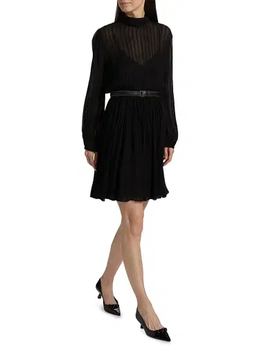 Vince Women's Crinkle Stripe Mock Turtleneck Midi-Dress | Thumbnail 2