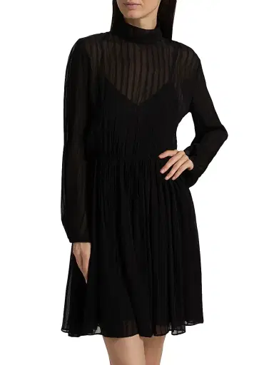 Vince Women's Crinkle Stripe Mock Turtleneck Midi-Dress | Thumbnail 3