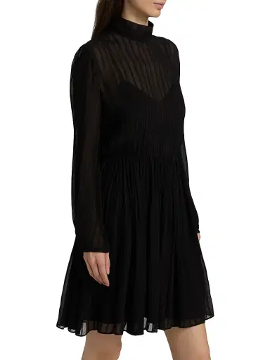 Vince Women's Crinkle Stripe Mock Turtleneck Midi-Dress | Thumbnail 4