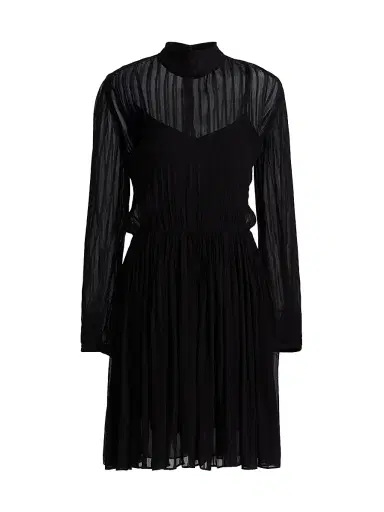Vince Women's Crinkle Stripe Mock Turtleneck Midi-Dress | Thumbnail 1