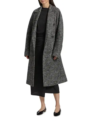 Vince Women's Wool-Blend Double-Breasted Long Overcoat | Thumbnail 3