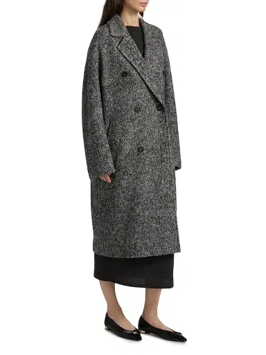 Vince Women's Wool-Blend Double-Breasted Long Overcoat | Thumbnail 4