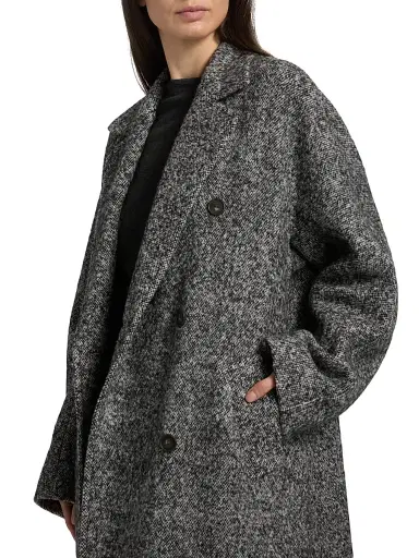 Vince Women's Wool-Blend Double-Breasted Long Overcoat | Thumbnail 6