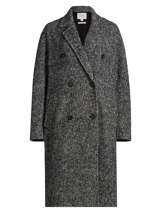Vince Women's Wool-Blend Double-Breasted Long Overcoat - Greystone