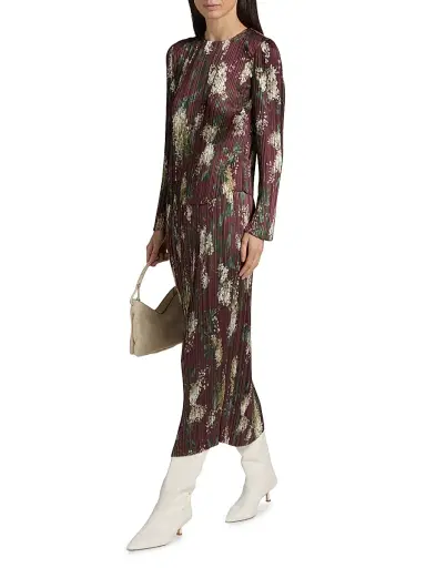 Vince Women's Lilac Print Micro-Pleated Midi-Skirt | Thumbnail 2
