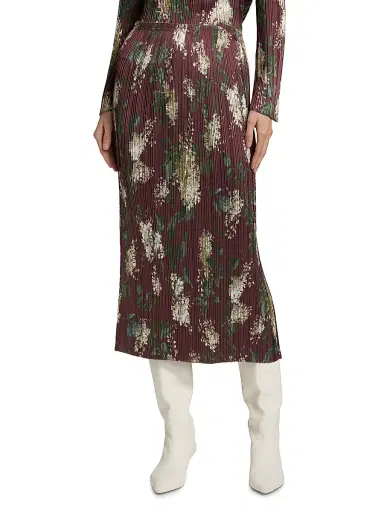 Vince Women's Lilac Print Micro-Pleated Midi-Skirt | Thumbnail 3