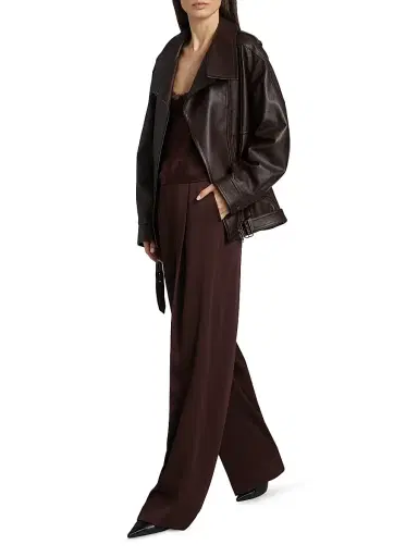 Vince Women's Oversized Leather Biker Jacket | Thumbnail 2 Vince Women's Oversized Leather Biker Jacket | Thumbnail 2