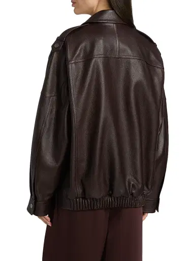 Vince Women's Oversized Leather Biker Jacket | Thumbnail 5 Vince Women's Oversized Leather Biker Jacket | Thumbnail 5