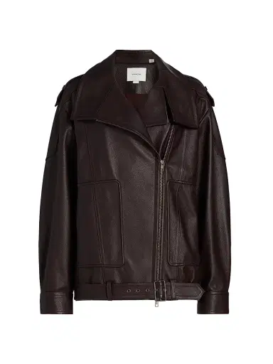 Vince Women's Oversized Leather Biker Jacket | Thumbnail 1 Vince Women's Oversized Leather Biker Jacket | Thumbnail 1