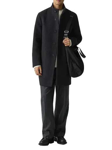 Theory Men's Belvin Melton-Textured Wool-Blend Coat | Thumbnail 2 Theory Men's Belvin Melton-Textured Wool-Blend Coat | Thumbnail 2